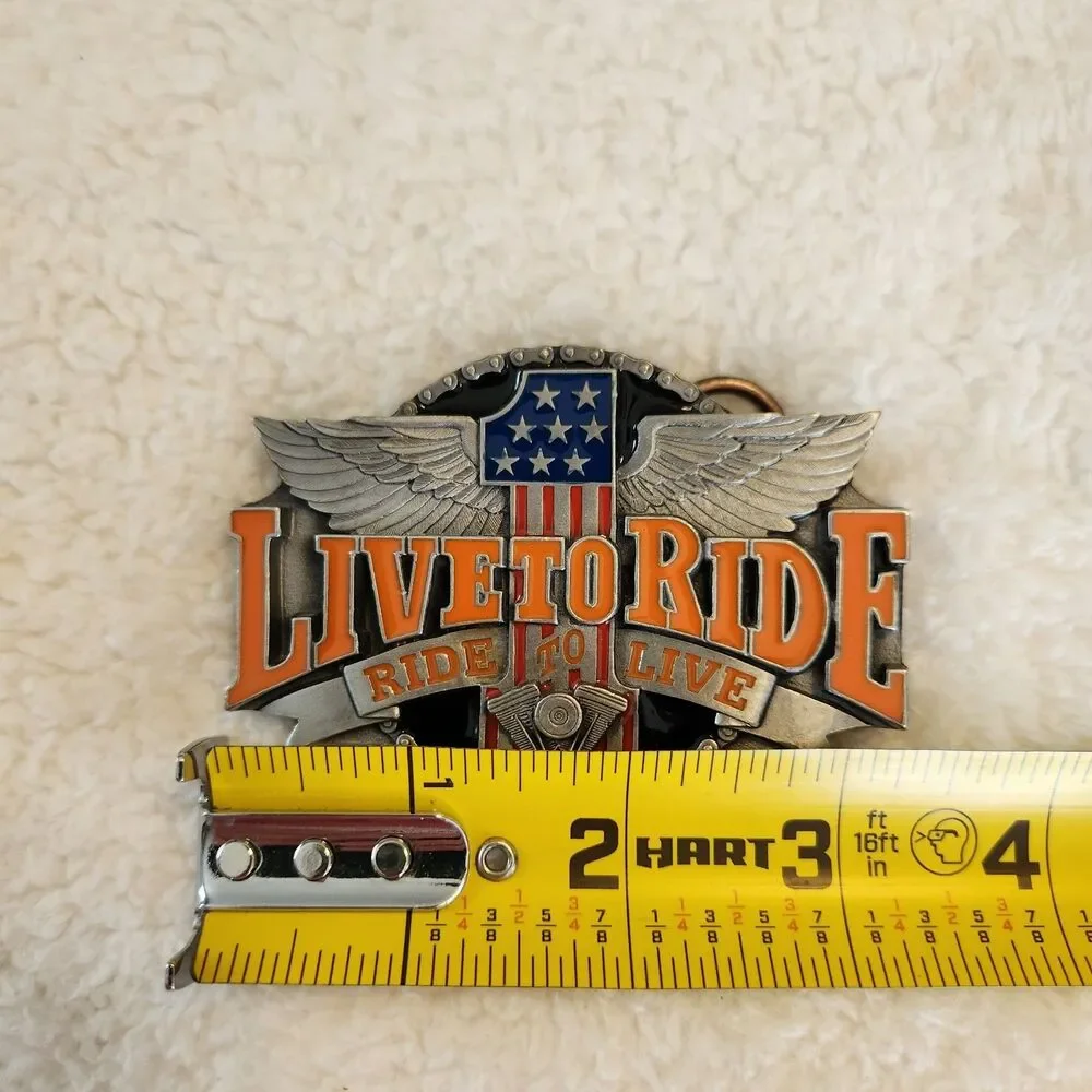 1994 Siskiyou Motorcycle Belt Buckle LIVE TO RIDE - RIDE TO LIVE Winged #1 USA